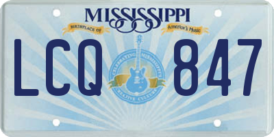 MS license plate LCQ847