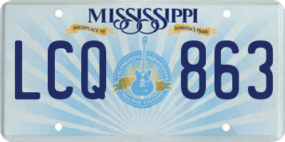 MS license plate LCQ863