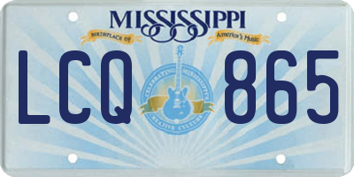 MS license plate LCQ865