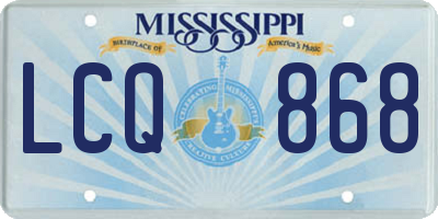 MS license plate LCQ868