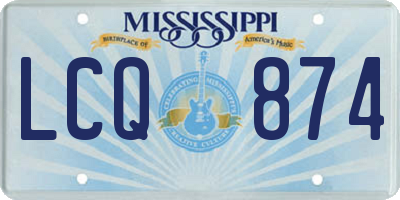 MS license plate LCQ874