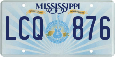MS license plate LCQ876