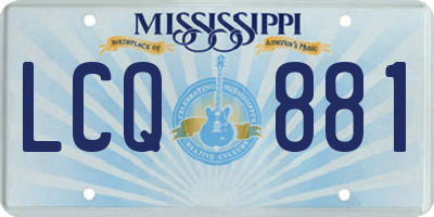 MS license plate LCQ881