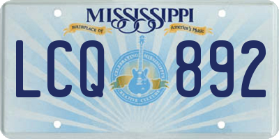 MS license plate LCQ892