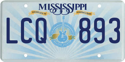 MS license plate LCQ893