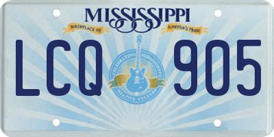 MS license plate LCQ905