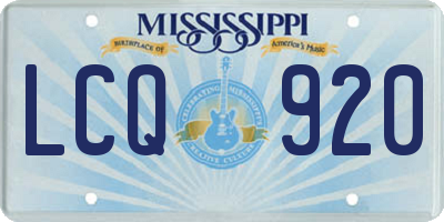 MS license plate LCQ920