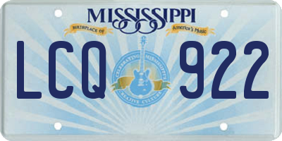MS license plate LCQ922