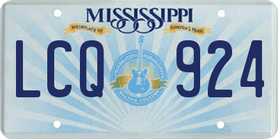 MS license plate LCQ924