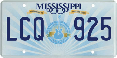 MS license plate LCQ925