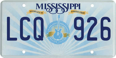 MS license plate LCQ926
