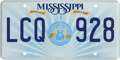 MS license plate LCQ928