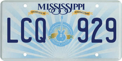 MS license plate LCQ929