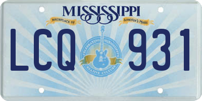MS license plate LCQ931