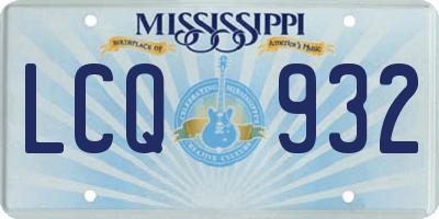 MS license plate LCQ932