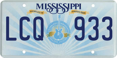 MS license plate LCQ933
