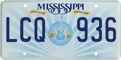 MS license plate LCQ936