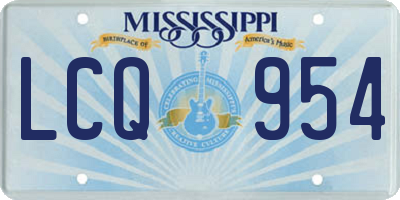 MS license plate LCQ954
