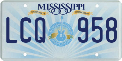 MS license plate LCQ958