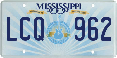 MS license plate LCQ962