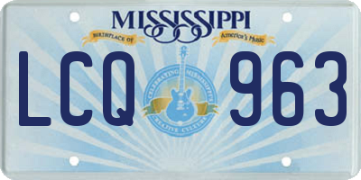 MS license plate LCQ963