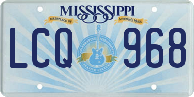 MS license plate LCQ968