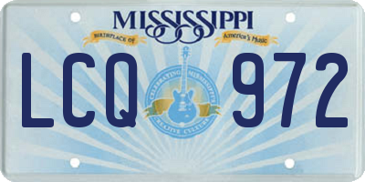 MS license plate LCQ972