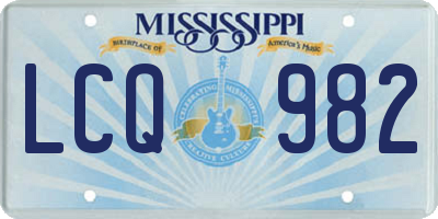 MS license plate LCQ982