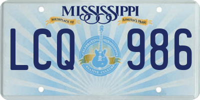MS license plate LCQ986