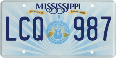MS license plate LCQ987