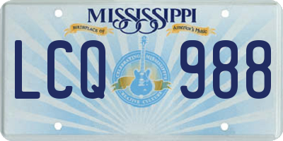 MS license plate LCQ988