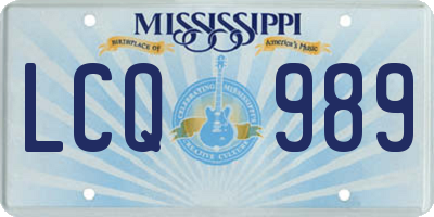MS license plate LCQ989