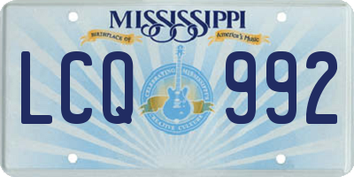 MS license plate LCQ992