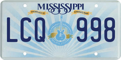 MS license plate LCQ998
