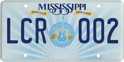 MS license plate LCR002