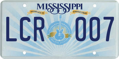 MS license plate LCR007