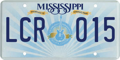 MS license plate LCR015