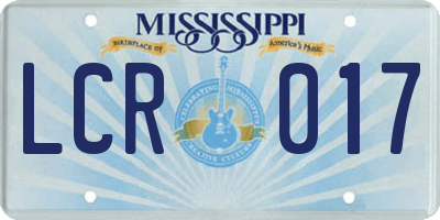 MS license plate LCR017