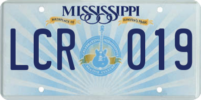 MS license plate LCR019