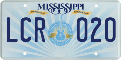 MS license plate LCR020