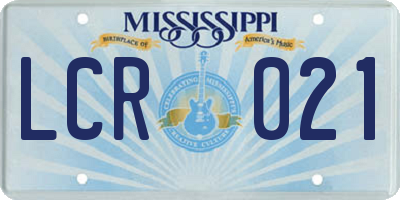 MS license plate LCR021