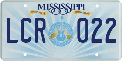 MS license plate LCR022