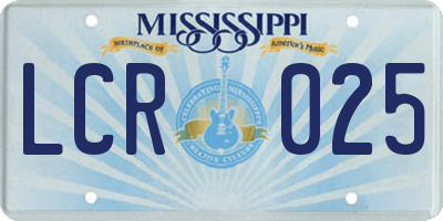MS license plate LCR025