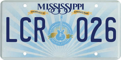 MS license plate LCR026