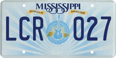 MS license plate LCR027