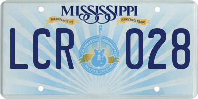 MS license plate LCR028