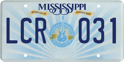 MS license plate LCR031