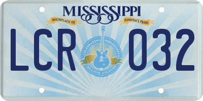 MS license plate LCR032