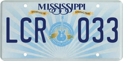 MS license plate LCR033