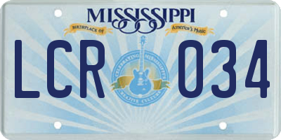 MS license plate LCR034